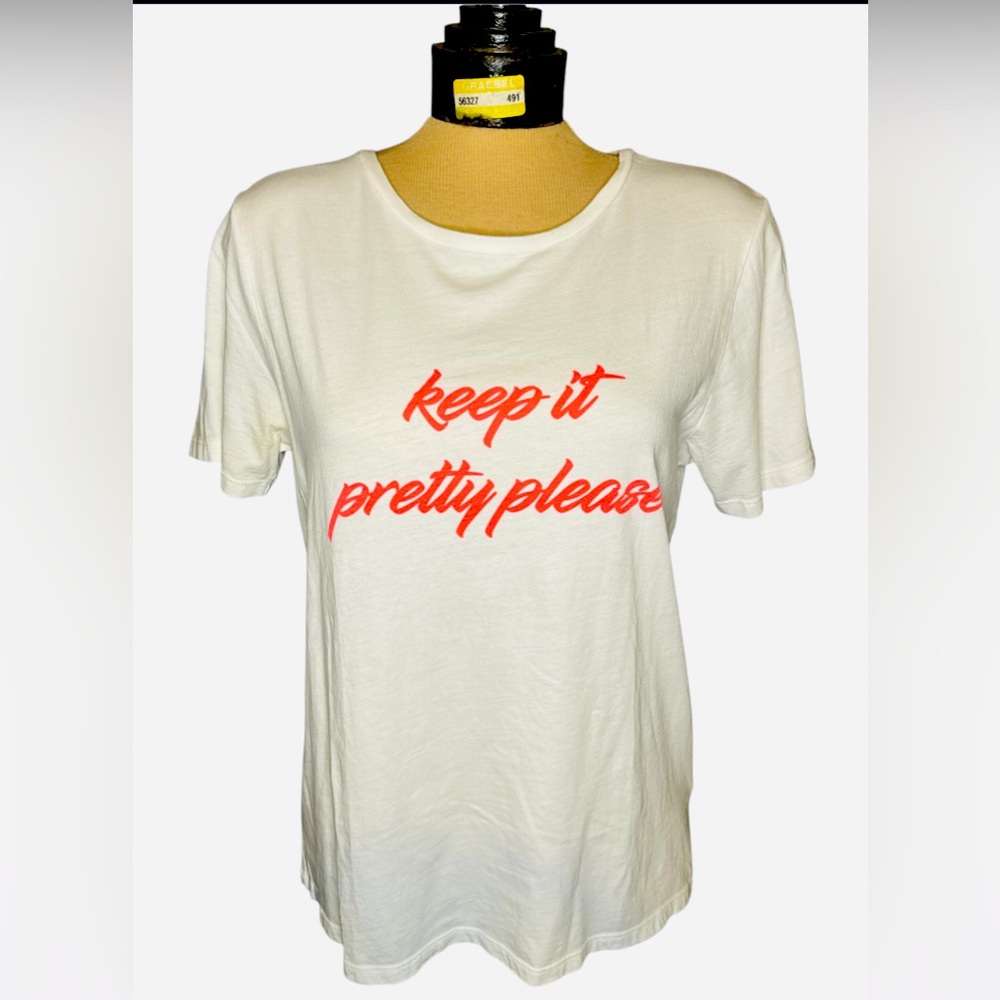 Draper James‎ White “ Keep It Pretty Please” Short Sleeve Graphic T-Shirt Medium